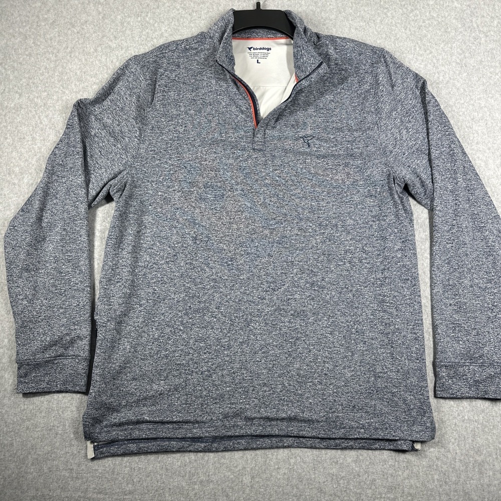 Birddogs Quarter Zip Sweater Men's Large Heathered Blue Performance Outdoor
